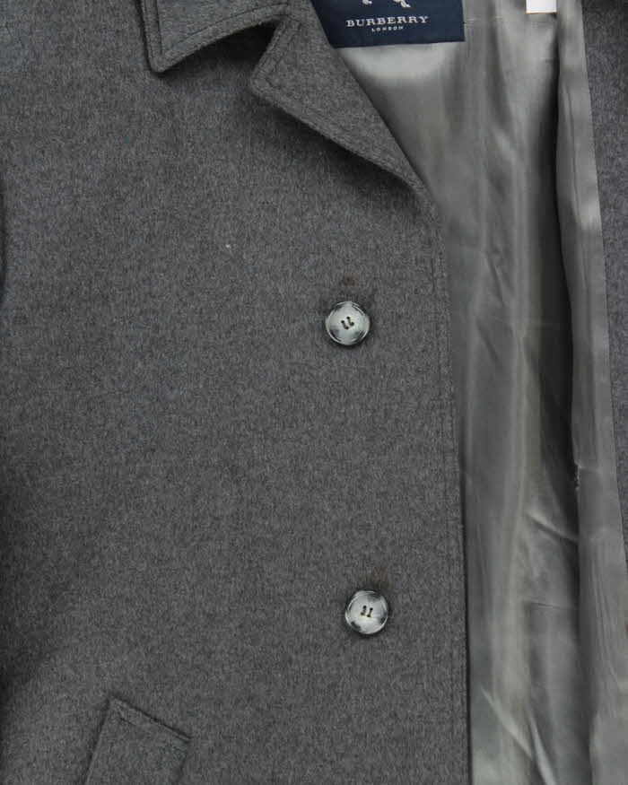 Vintage 00s Burberry Grey Wool Overcoat - L