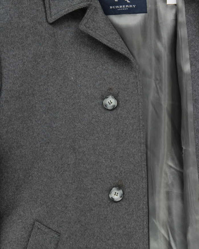 Vintage 00s Burberry Grey Wool Overcoat - L