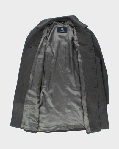 Vintage 00s Burberry Grey Wool Overcoat - L