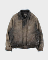 Vintage 1990s Eddie Bauer Heavyweight Quilted Distressed  Leather Jacket - XL