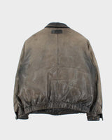 Vintage 1990s Eddie Bauer Heavyweight Quilted Distressed  Leather Jacket - XL