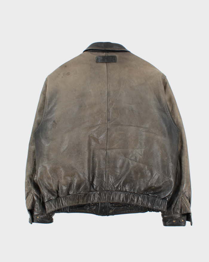 Vintage 1990s Eddie Bauer Heavyweight Quilted Distressed  Leather Jacket - XL