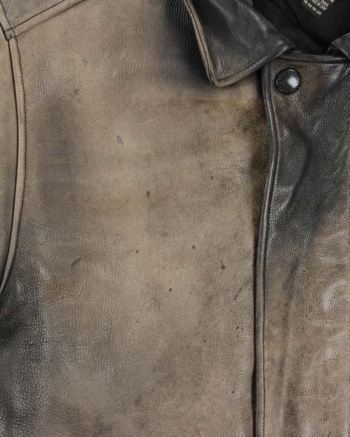 Vintage 1990s Eddie Bauer Heavyweight Quilted Distressed  Leather Jacket - XL