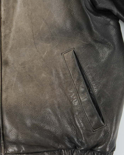 Vintage 1990s Eddie Bauer Heavyweight Quilted Distressed  Leather Jacket - XL