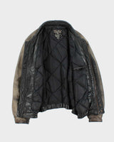 Vintage 1990s Eddie Bauer Heavyweight Quilted Distressed  Leather Jacket - XL