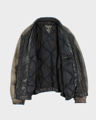 Vintage 1990s Eddie Bauer Heavyweight Quilted Distressed  Leather Jacket - XL