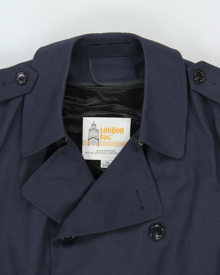 Vintage 1980s London Fog Navy Insulated Trench Coat - S