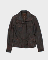 Vintage Y2K 00s Women's Danier Brown Contrast Stitch Leather Jacket - XXS