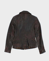 Vintage Y2K 00s Women's Danier Brown Contrast Stitch Leather Jacket - XXS