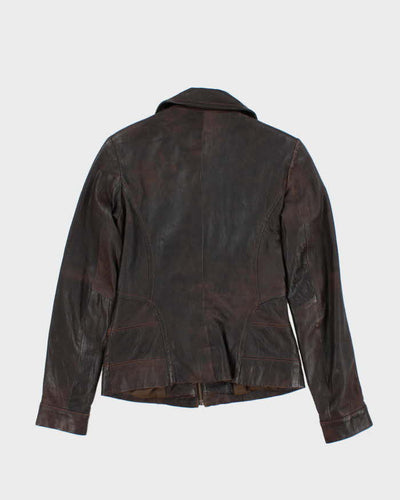 Vintage Y2K 00s Women's Danier Brown Contrast Stitch Leather Jacket - XXS