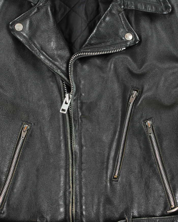 Vintage 1960s Symax Hand Painted Classic Horsehide Leather Biker Jacket - L