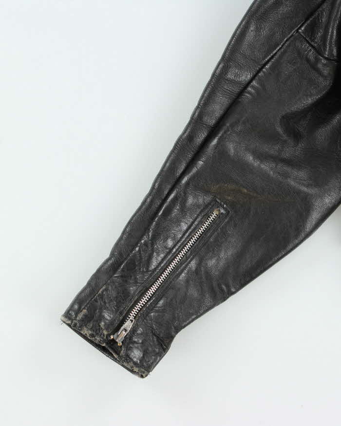 Vintage 1960s Symax Hand Painted Classic Horsehide Leather Biker Jacket - L