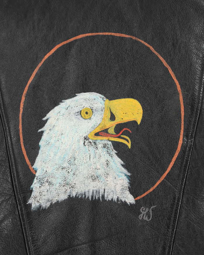 Vintage 1960s Symax Hand Painted Classic Horsehide Leather Biker Jacket - L