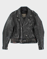 Vintage 1980s Black Classic Leather Biker Jacket - L