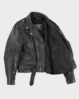 Vintage 1980s Black Classic Leather Biker Jacket - L