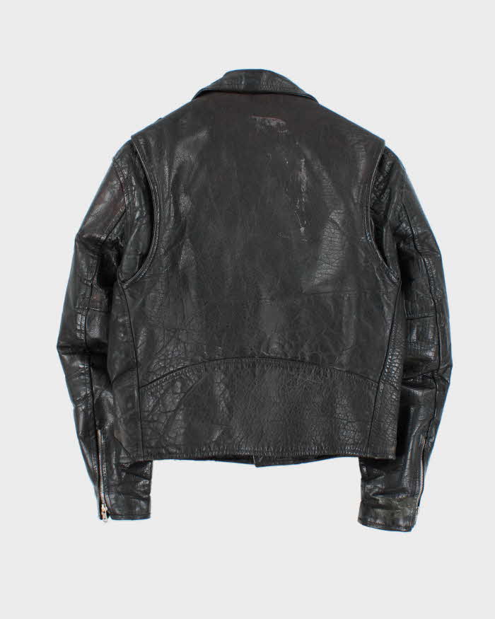 Vintage 1980s Black Classic Leather Biker Jacket - L