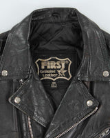 Vintage 1980s Black Classic Leather Biker Jacket - L