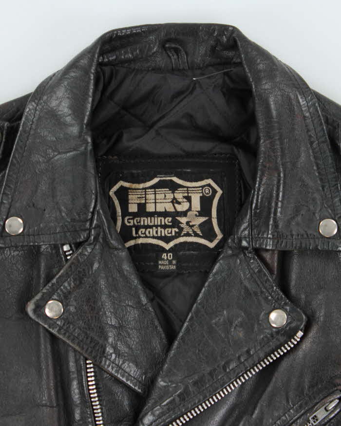 Vintage 1980s Black Classic Leather Biker Jacket - L