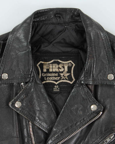 Vintage 80s First Leather Biker Jacket - M