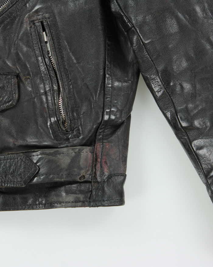 Vintage 1980s Black Classic Leather Biker Jacket - L