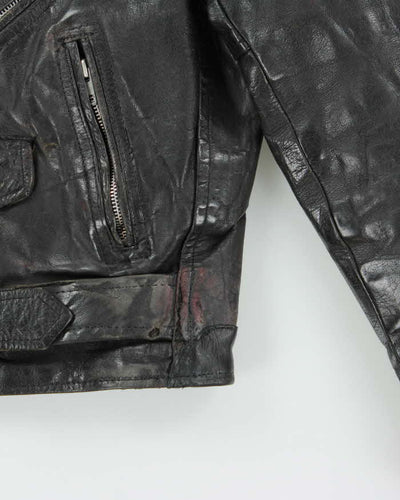 Vintage 80s First Leather Biker Jacket - M