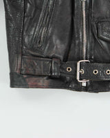 Vintage 1980s Black Classic Leather Biker Jacket - L