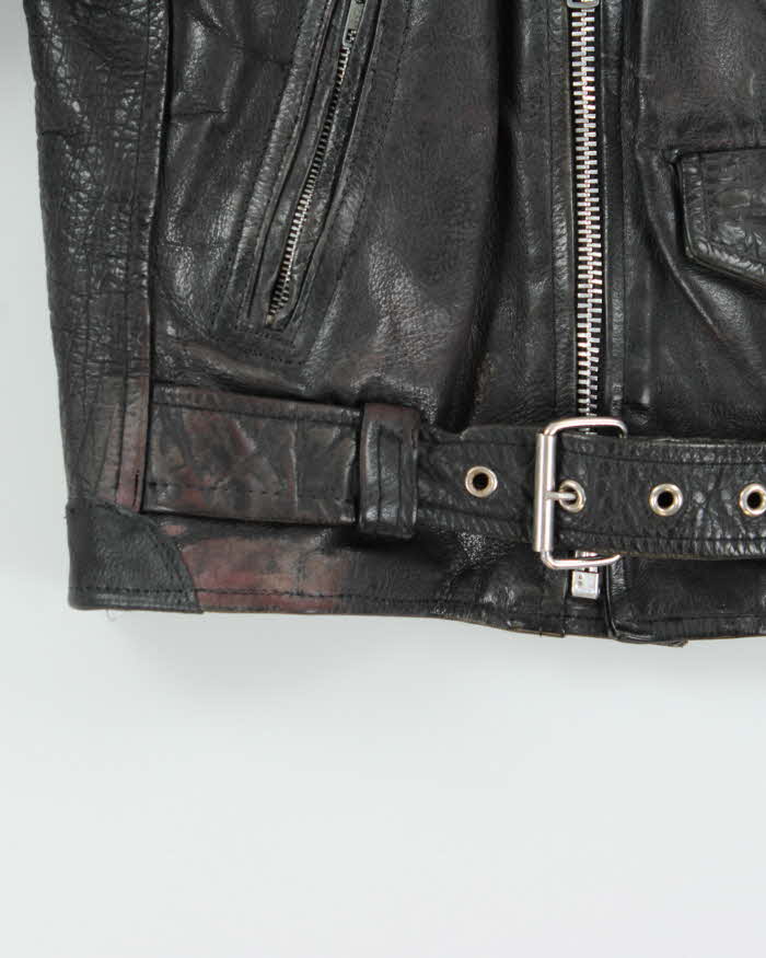 Vintage 1980s Black Classic Leather Biker Jacket - L
