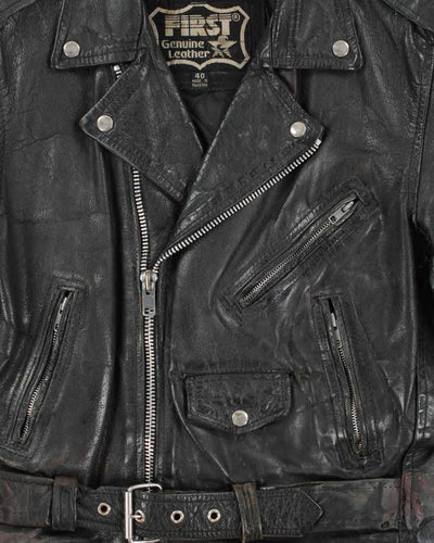 Vintage 80s First Leather Biker Jacket - M