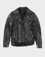 Vintage 1960s Quilt Lined Drop Back Classic Goatskin Leather Biker Jacket - L