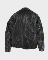 Vintage 1960s Quilt Lined Drop Back Classic Goatskin Leather Biker Jacket - L
