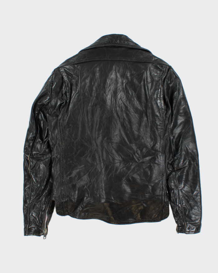Vintage 1960s Quilt Lined Drop Back Classic Goatskin Leather Biker Jacket - L