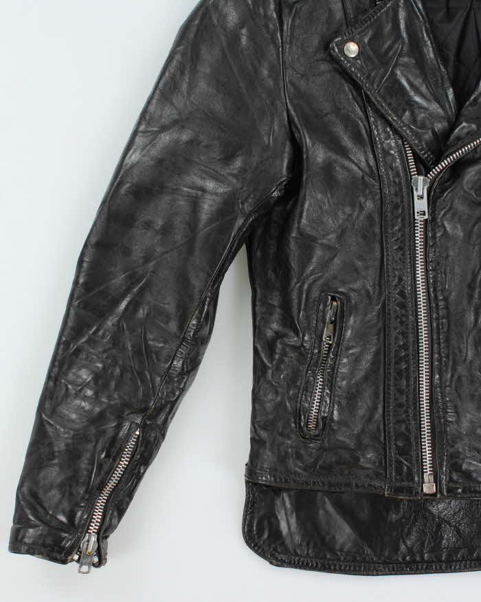 Vintage 1960s Quilt Lined Drop Back Classic Goatskin Leather Biker Jacket - L