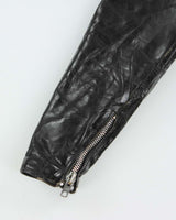 Vintage 1960s Quilt Lined Drop Back Classic Goatskin Leather Biker Jacket - L