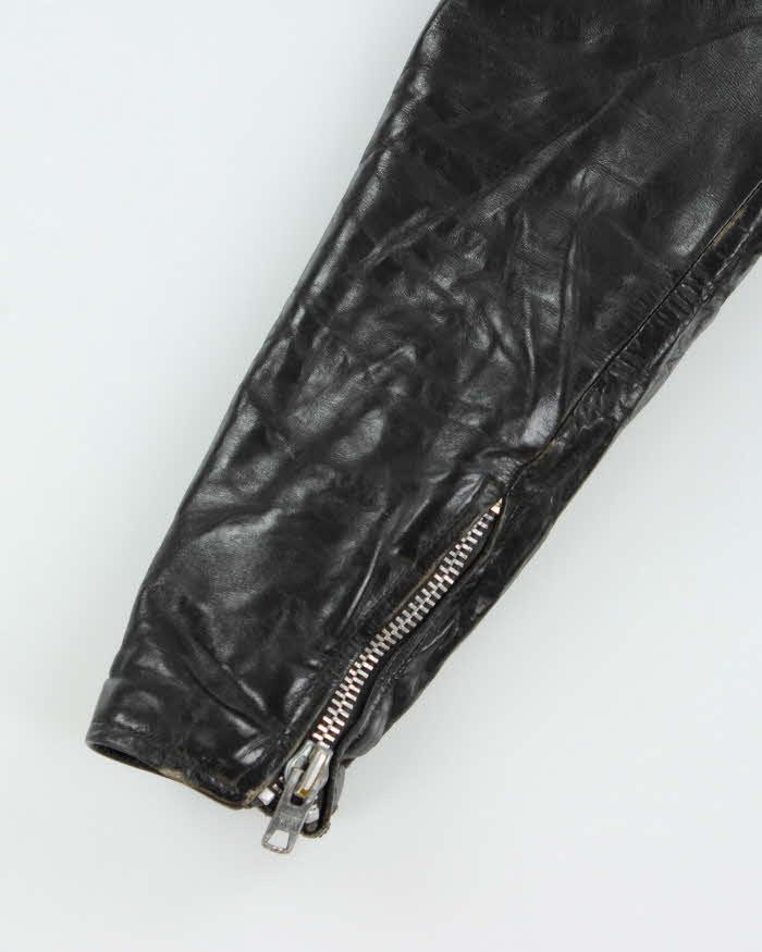 Vintage 1960s Quilt Lined Drop Back Classic Goatskin Leather Biker Jacket - L
