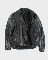 Vintage 1960s Quilt Lined Drop Back Classic Goatskin Leather Biker Jacket - L