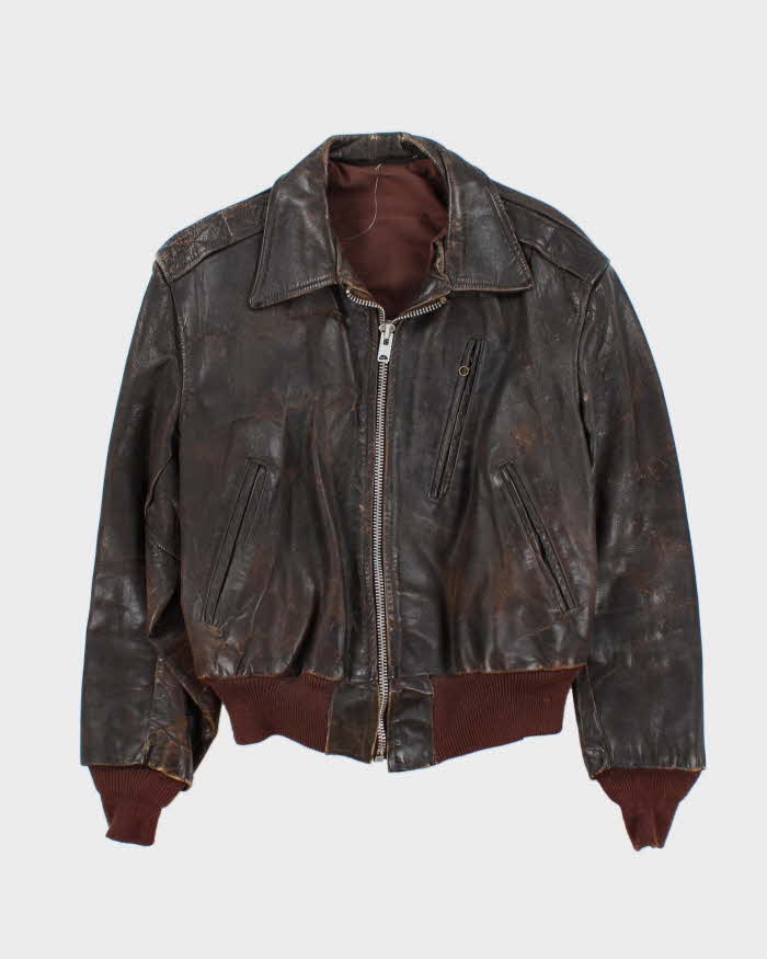 Vintage 1950s Horsehide Leather A2 Flight Jacket - M