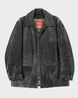Vintage 1970s Stagg Australian Plaid Lined Long Leather Jacket - XL