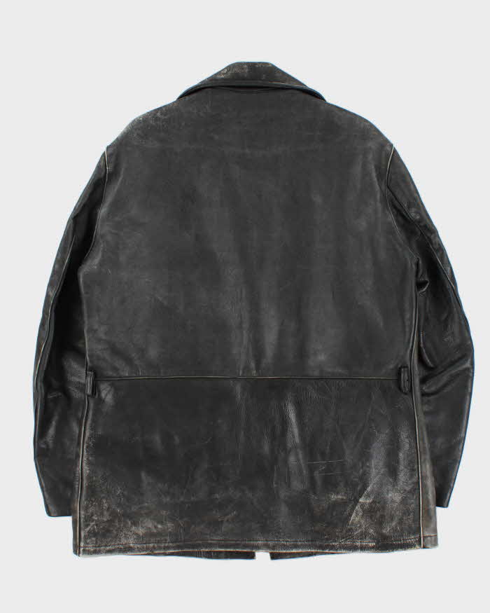 Vintage 1970s Stagg Australian Plaid Lined Long Leather Jacket - XL