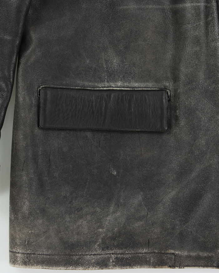 Vintage 1970s Stagg Australian Plaid Lined Long Leather Jacket - XL