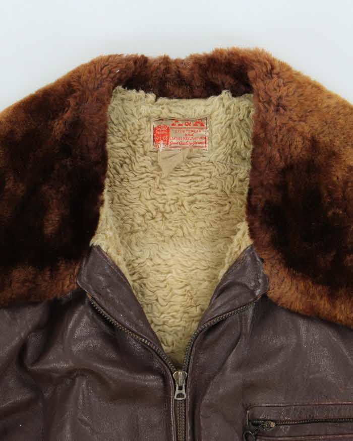 Vintage 1950s H&amp;A Canadian Made Shearling Ponyhide Leather Biker Jacket - XL