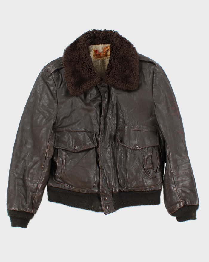 Vintage 50s Leather Bomber Jacket - S