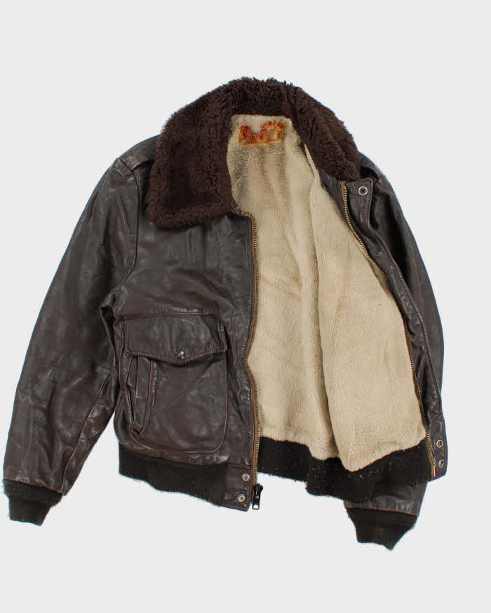 Vintage 50s Leather Bomber Jacket - S
