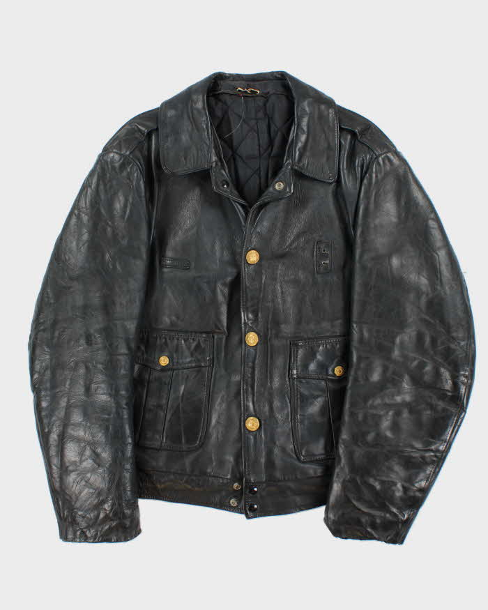 Vintage 1960s Kale Uniforms Official Chicago City Police Force Horsehide Leather Biker Jacket - XL