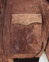 Vintage 1970s Diamonds Leather Air &amp; Navy GW1 Leather Flight Jacket - XL