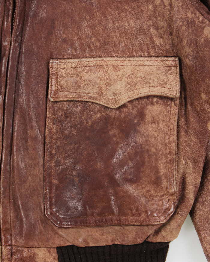 Vintage 1970s Diamonds Leather Air &amp; Navy GW1 Leather Flight Jacket - XL