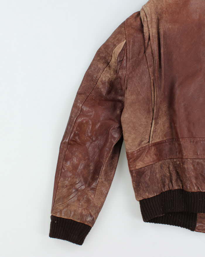 Vintage 1970s Diamonds Leather Air &amp; Navy GW1 Leather Flight Jacket - XL