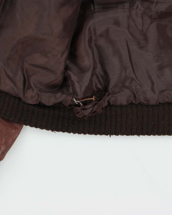 Vintage 1970s Diamonds Leather Air &amp; Navy GW1 Leather Flight Jacket - XL