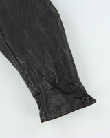 Vintage 1940s Belted Wool Lined Fur Collared Horsehide Leather Jacket - L