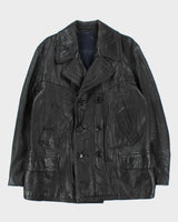 Vintage 1950s Moleskin Lined Ponyhide Double Breasted Leather Jacket - XL