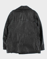 Vintage 1950s Moleskin Lined Ponyhide Double Breasted Leather Jacket - XL
